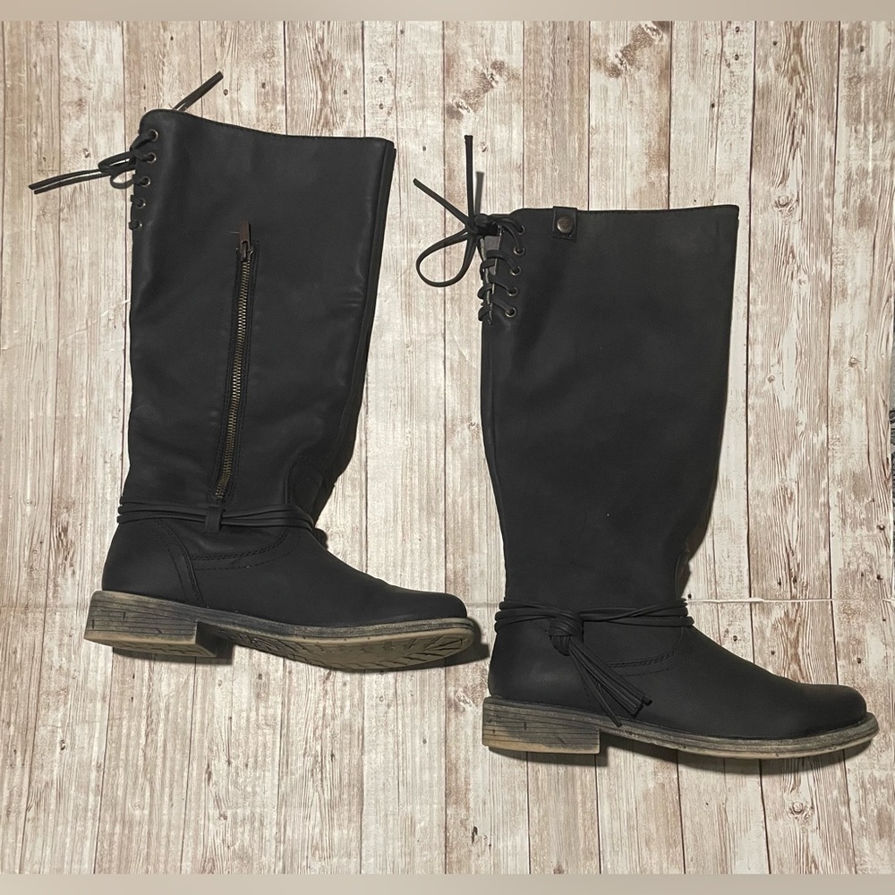 Roxy Women's Rider Motorcycle Distressed Tall Boots Black Shoes 8 - Picture 8 of 15